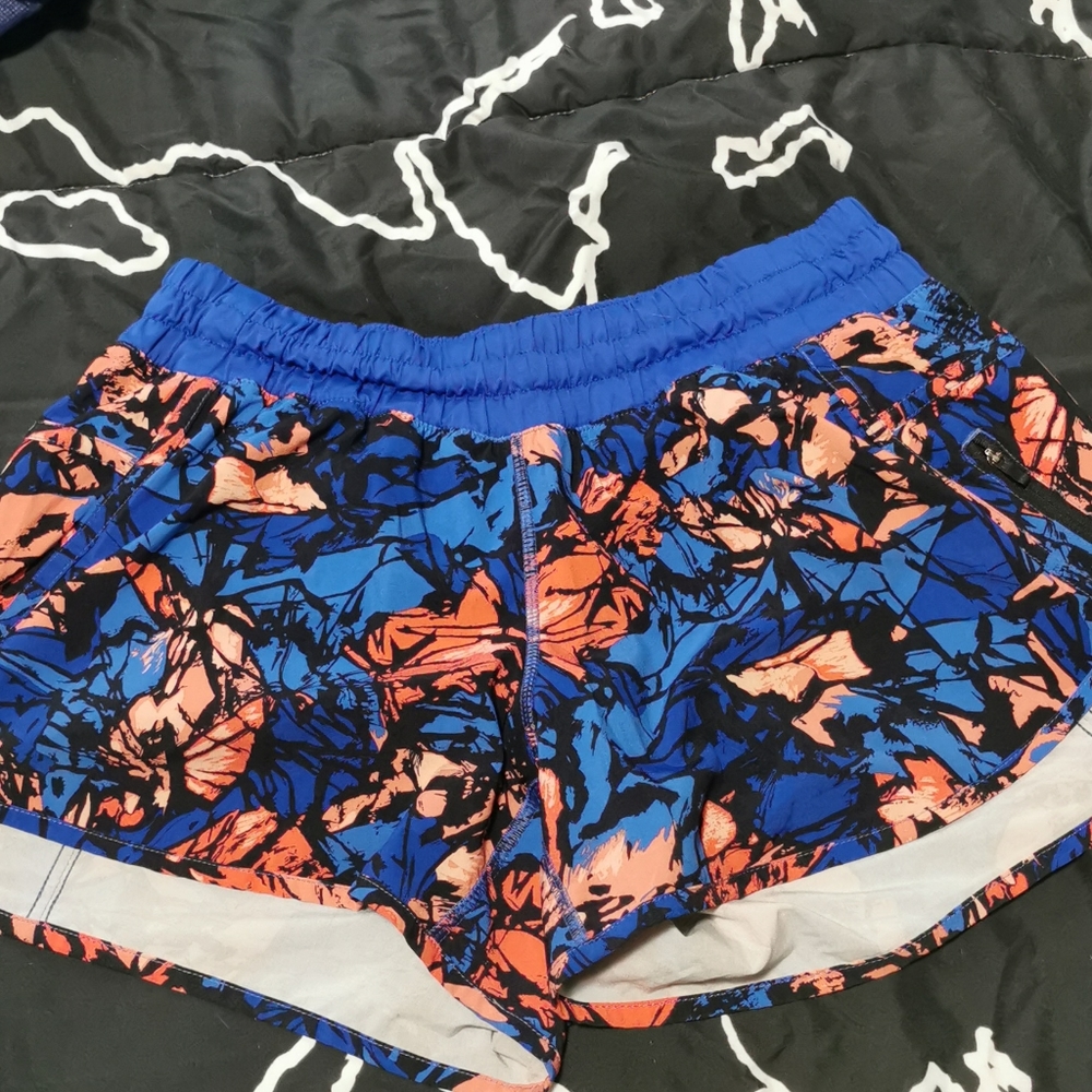 lululemon athletica Blue and Orange Floral Athletic Shorts